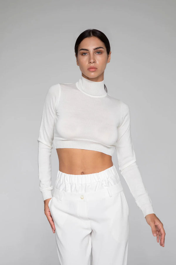 Dolcevita Crop Lana Merino Bianco