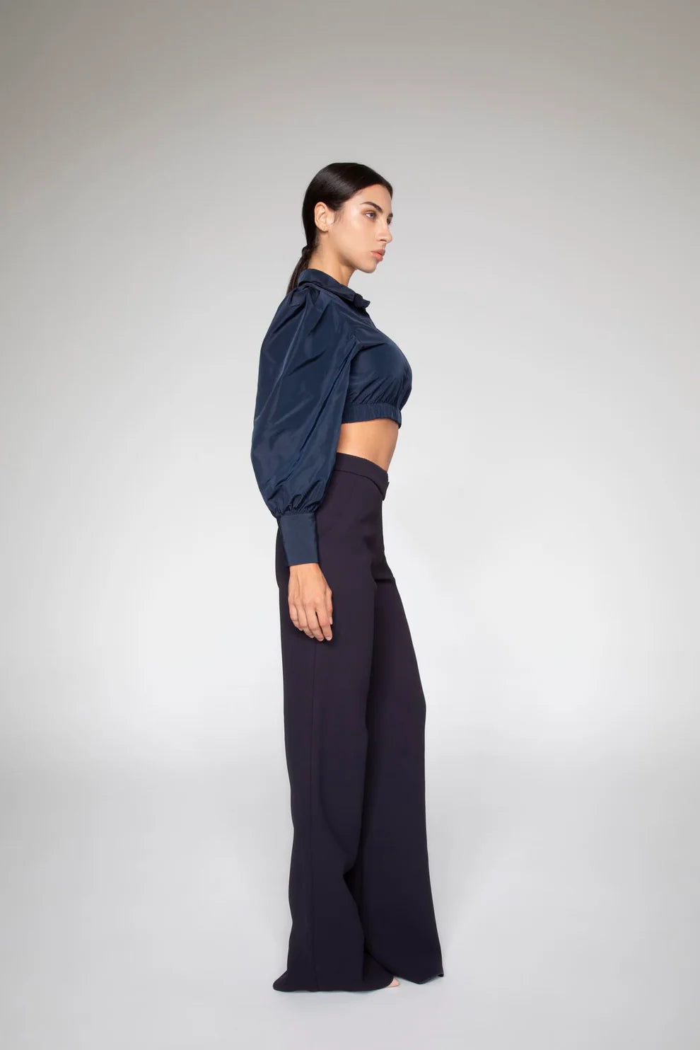 Pantalone Pence Palazzo in Cady Blu Navy