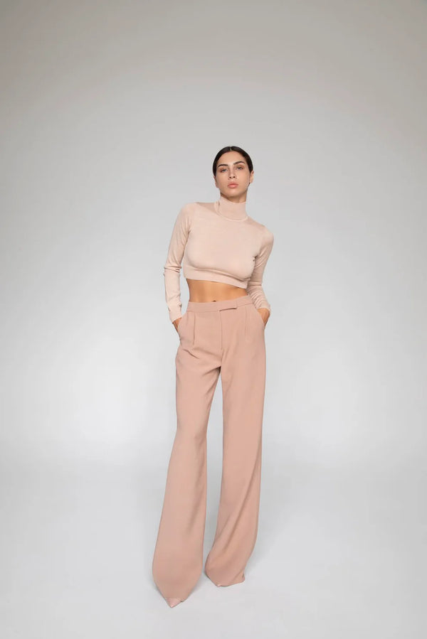 Pantalone Pence Palazzo in Cady Cammello