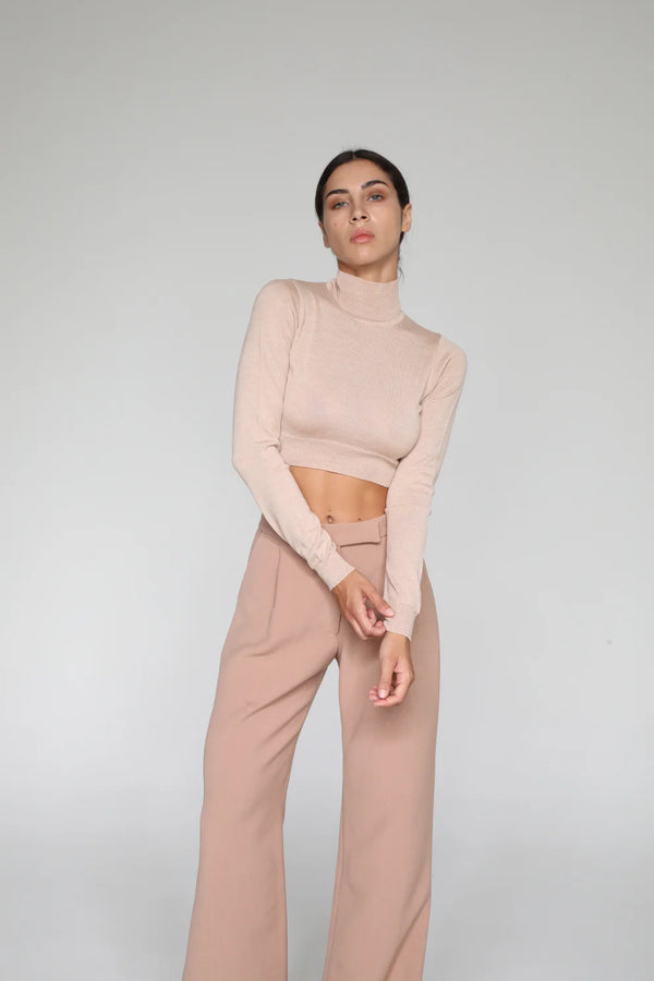 Dolcevita Crop Lana Merino Cammello