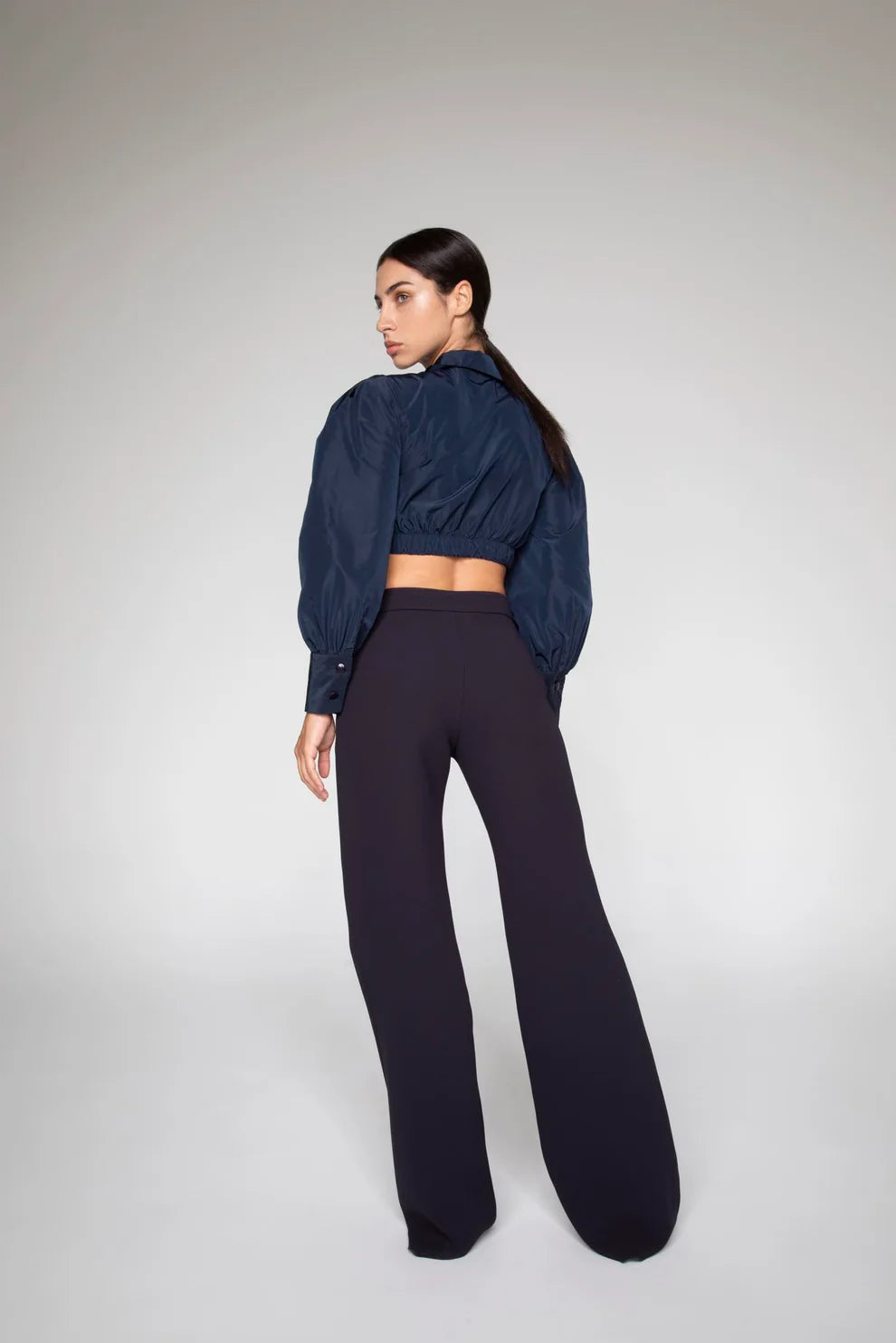 Pantalone Pence Palazzo in Cady Blu Navy