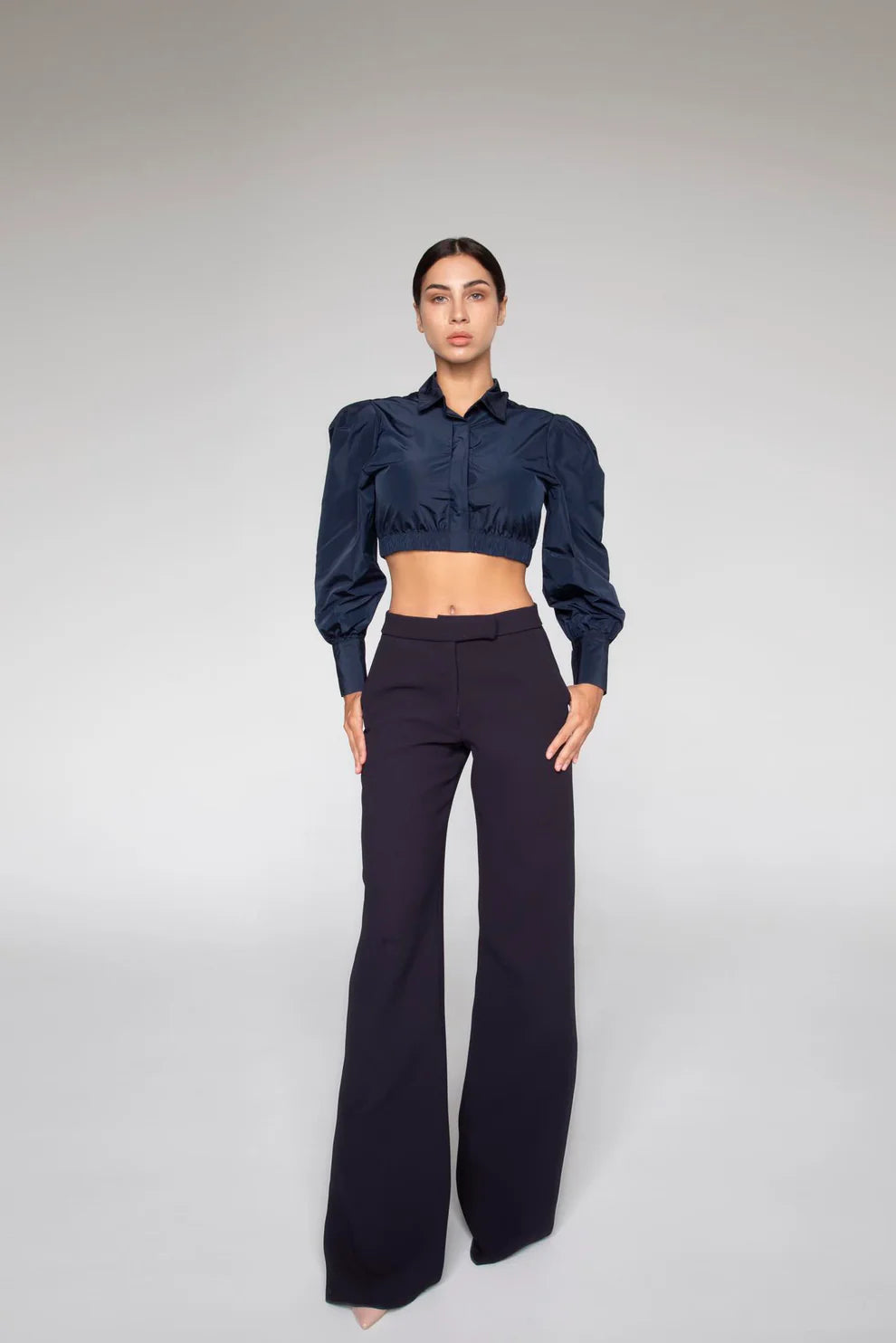 Pantalone Pence Palazzo in Cady Blu Navy