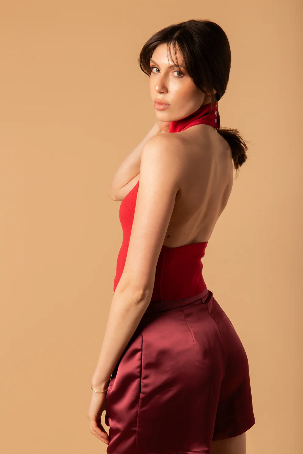 Top in Filato di Viscosa Rosso Vinaccio