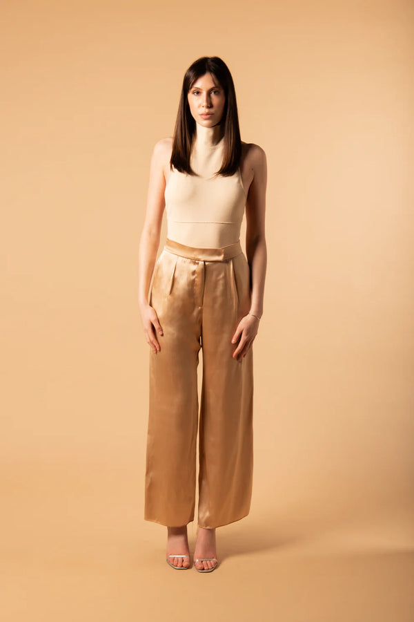 Pantalone Raso Di Seta Champagne