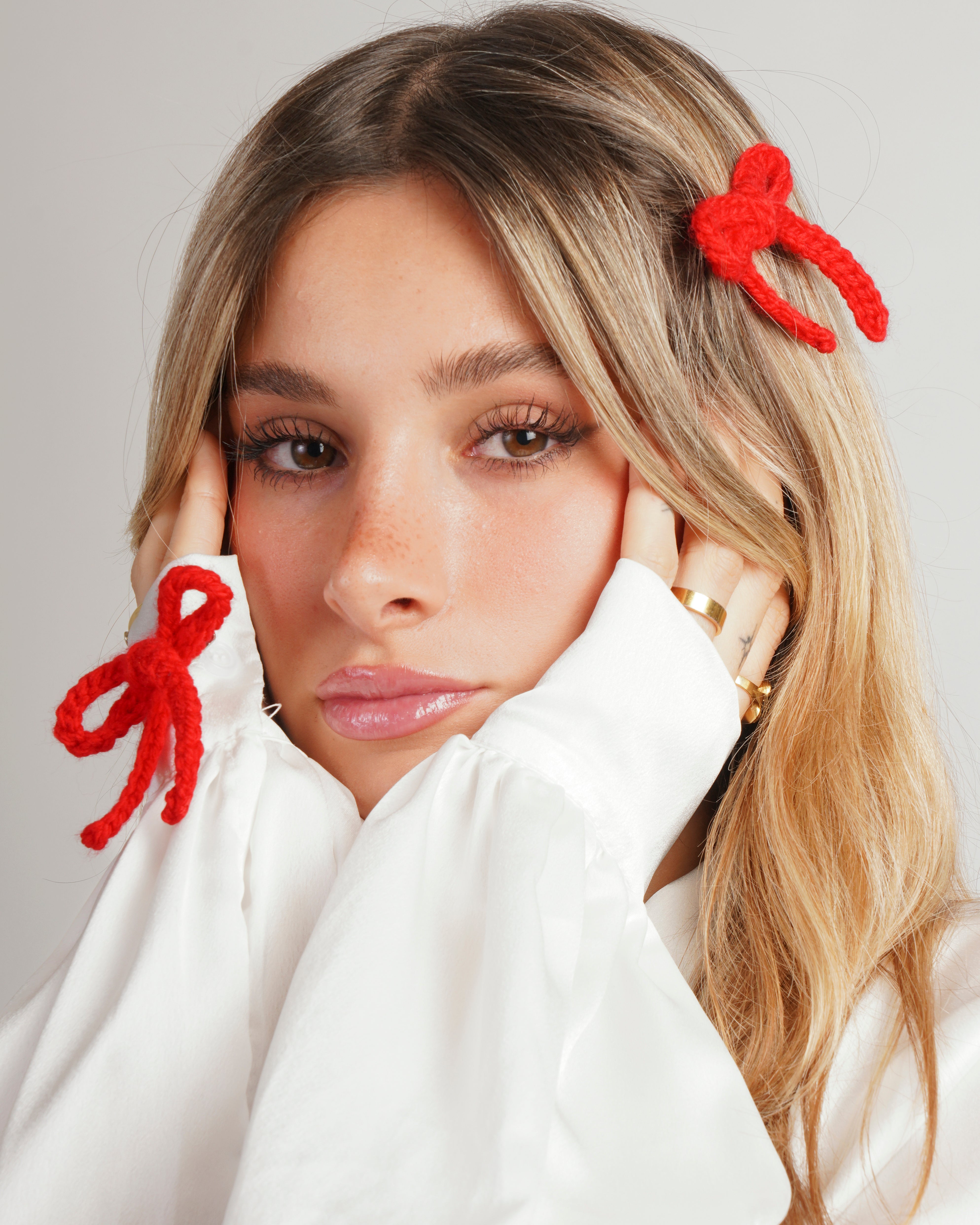 Set 2 fiocchetti con fiocco "Coquette" red