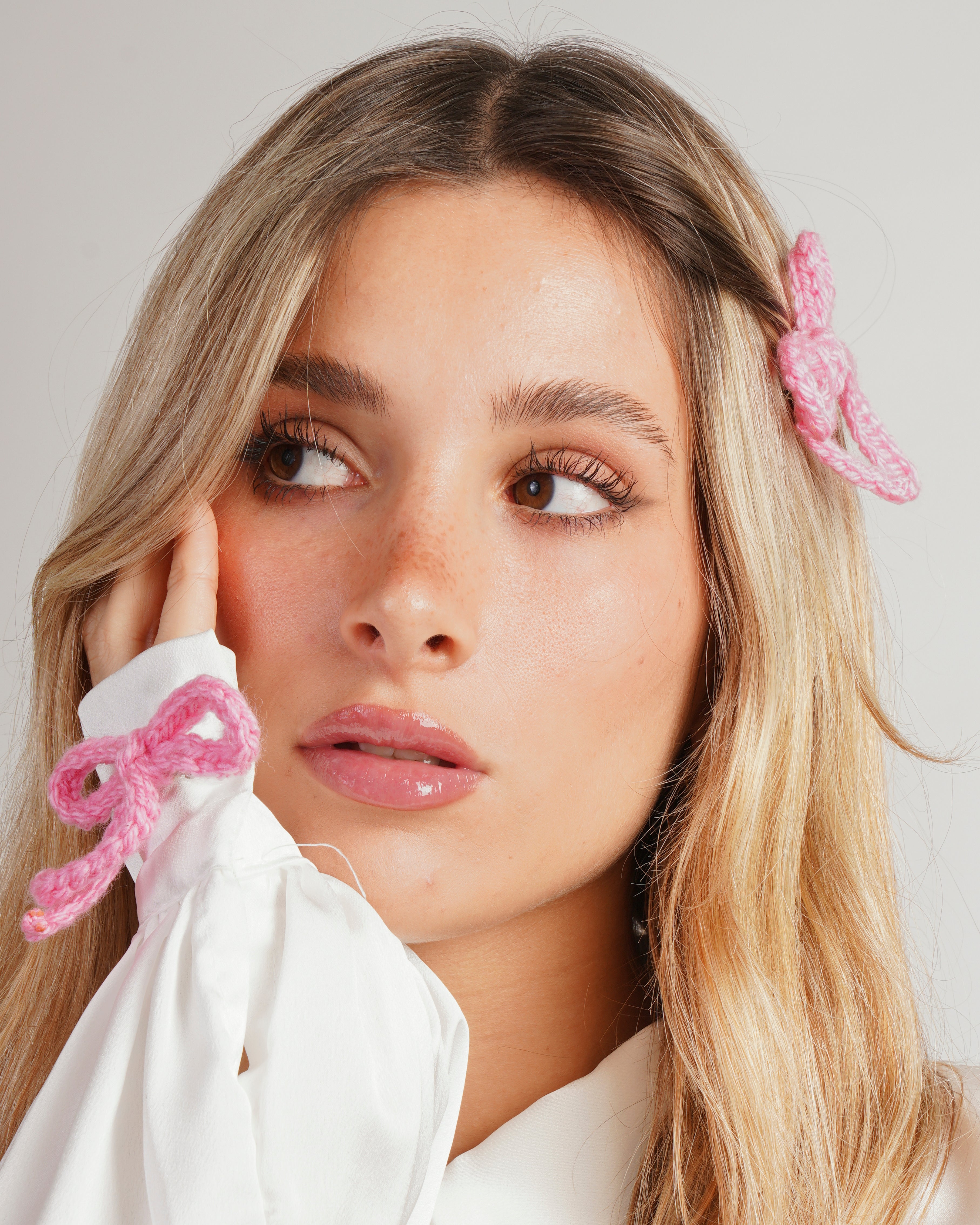 Set 2 fiocchetti con fiocco "Coquette" pink