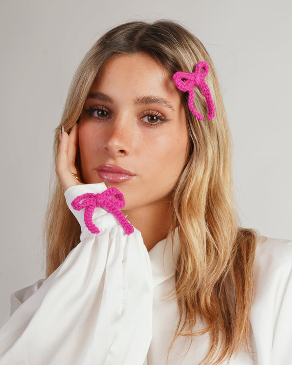 Set 2 fiocchetti con fiocco "Coquette" Fucsia