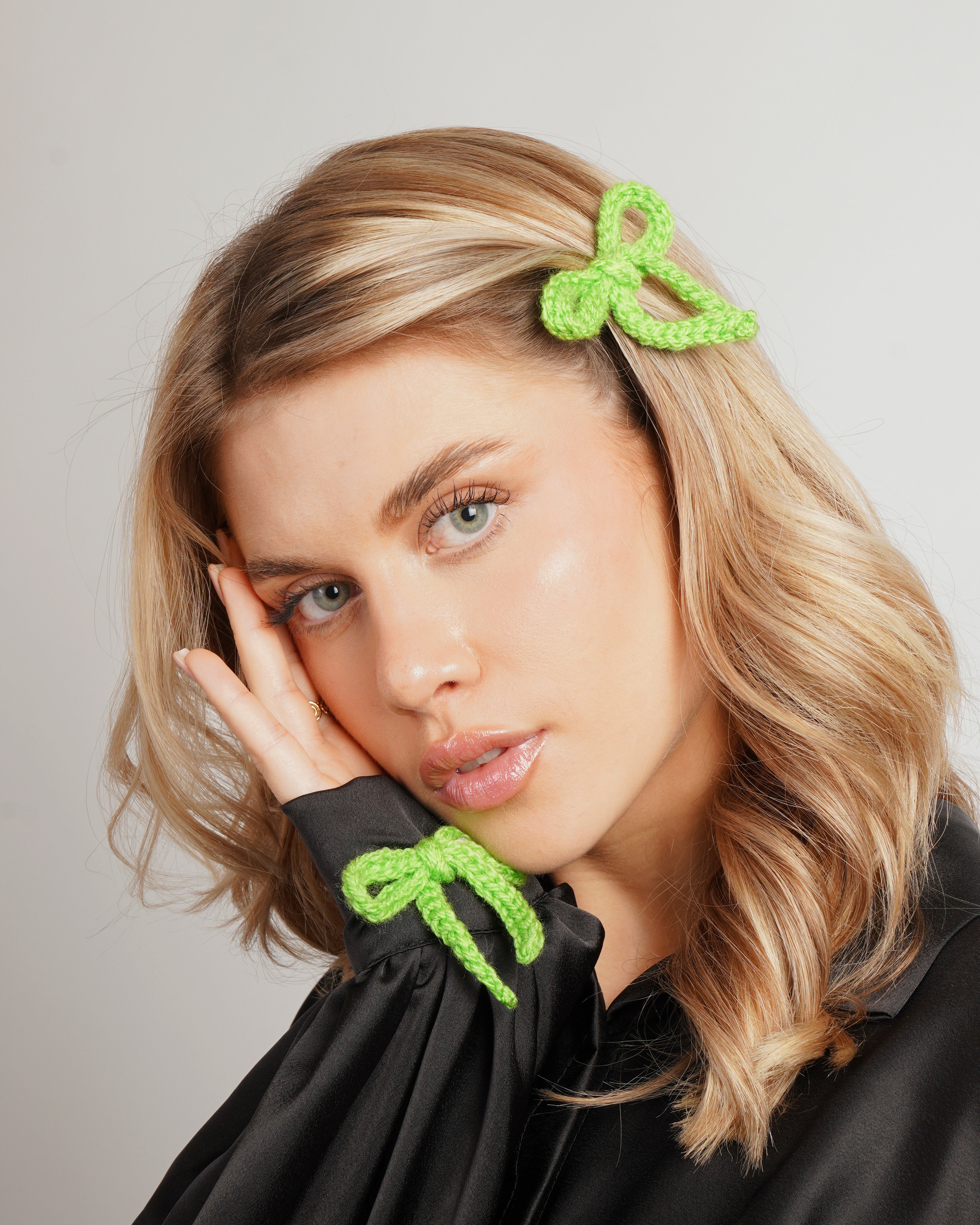 Set 2 fiocchetti con fiocco "Coquette" green