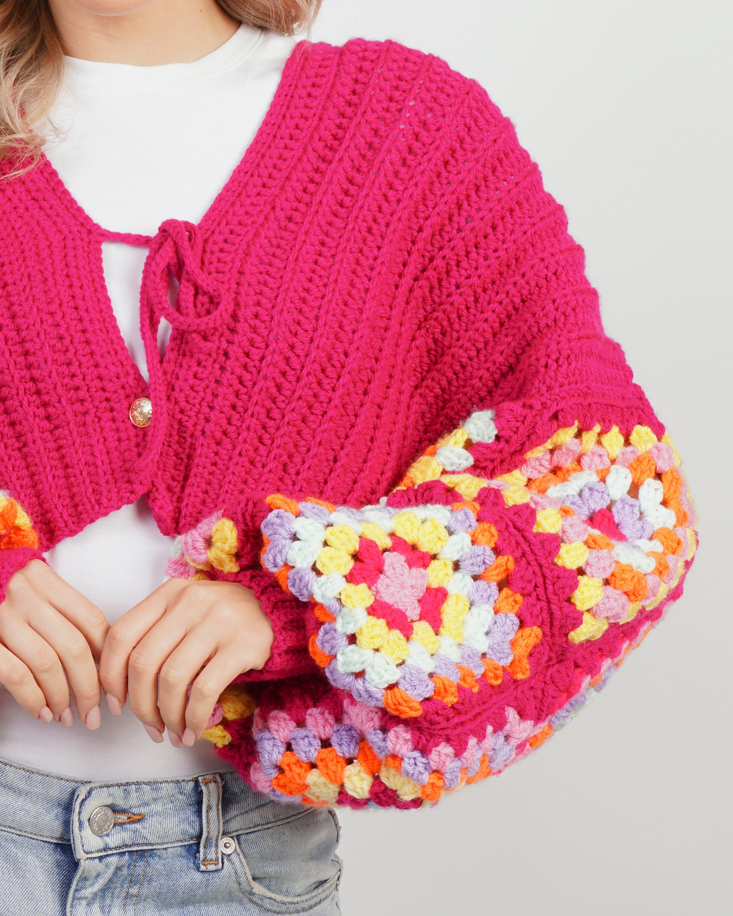 Cardigan in maglia "Daisy" fucsia