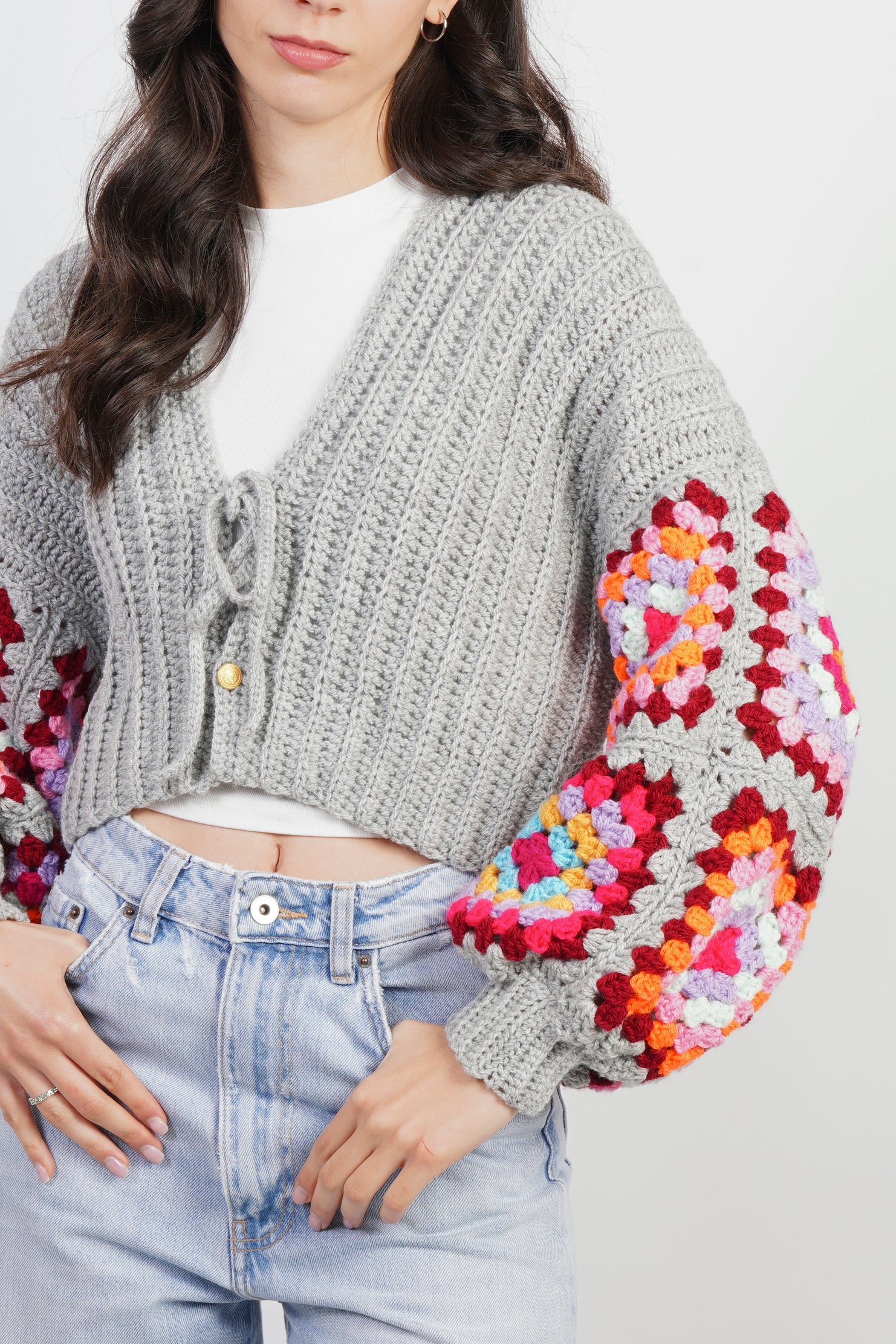 Cardigan in maglia "Daisy" grey