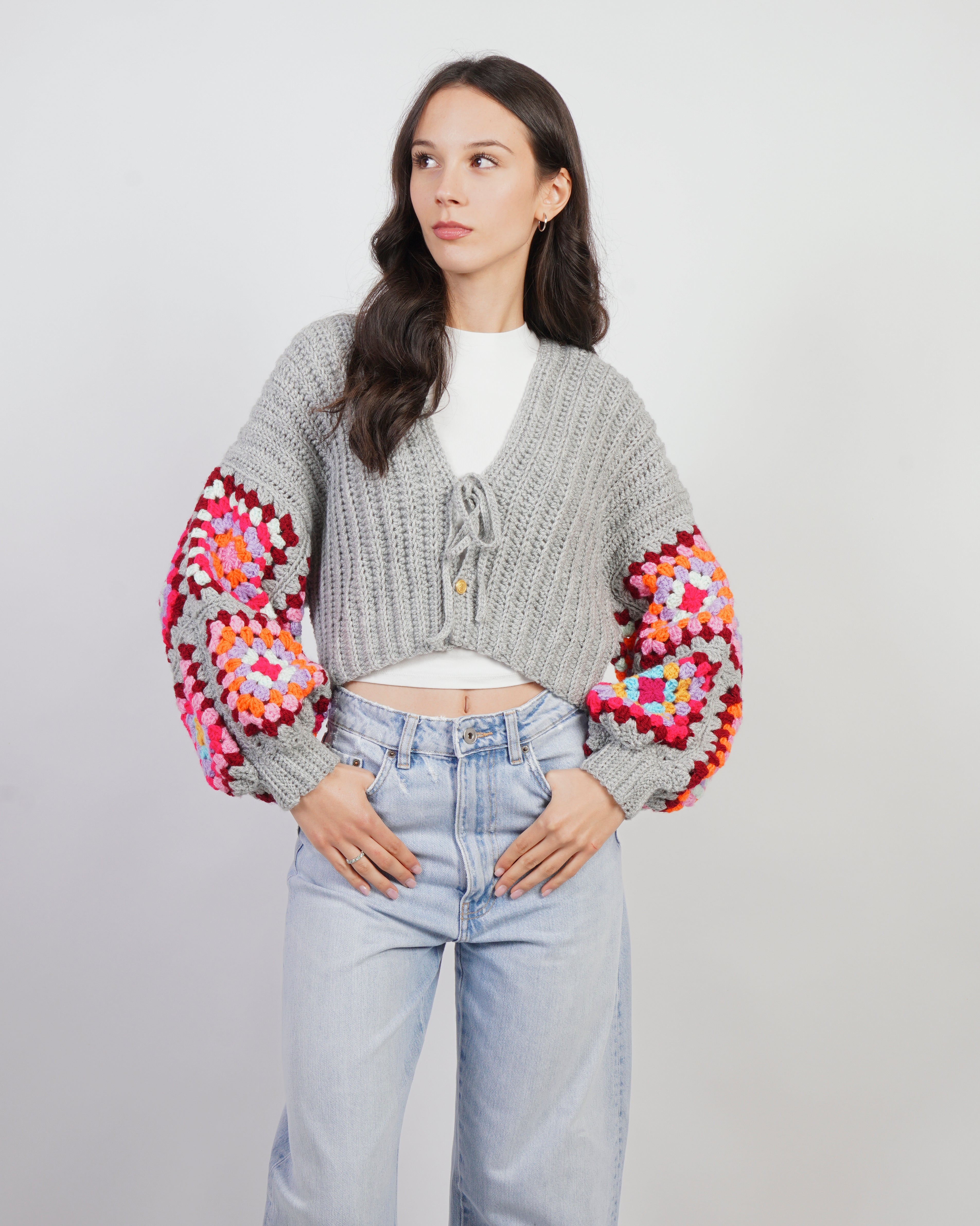 Cardigan in maglia "Daisy" grey