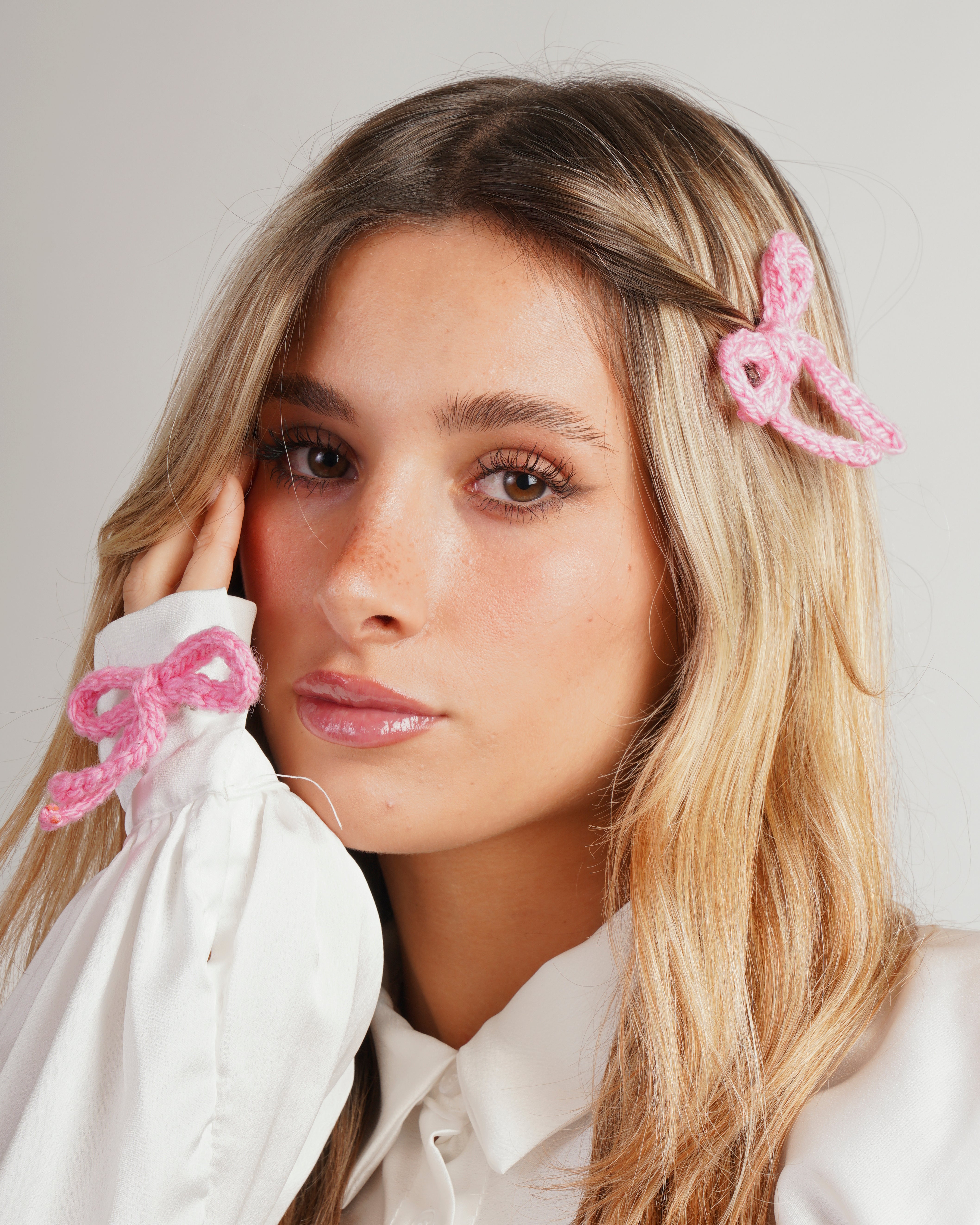 Set 2 fiocchetti con fiocco "Coquette" pink