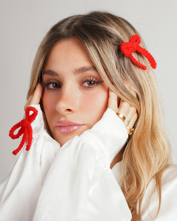 Set 2 fiocchetti con fiocco "Coquette" red