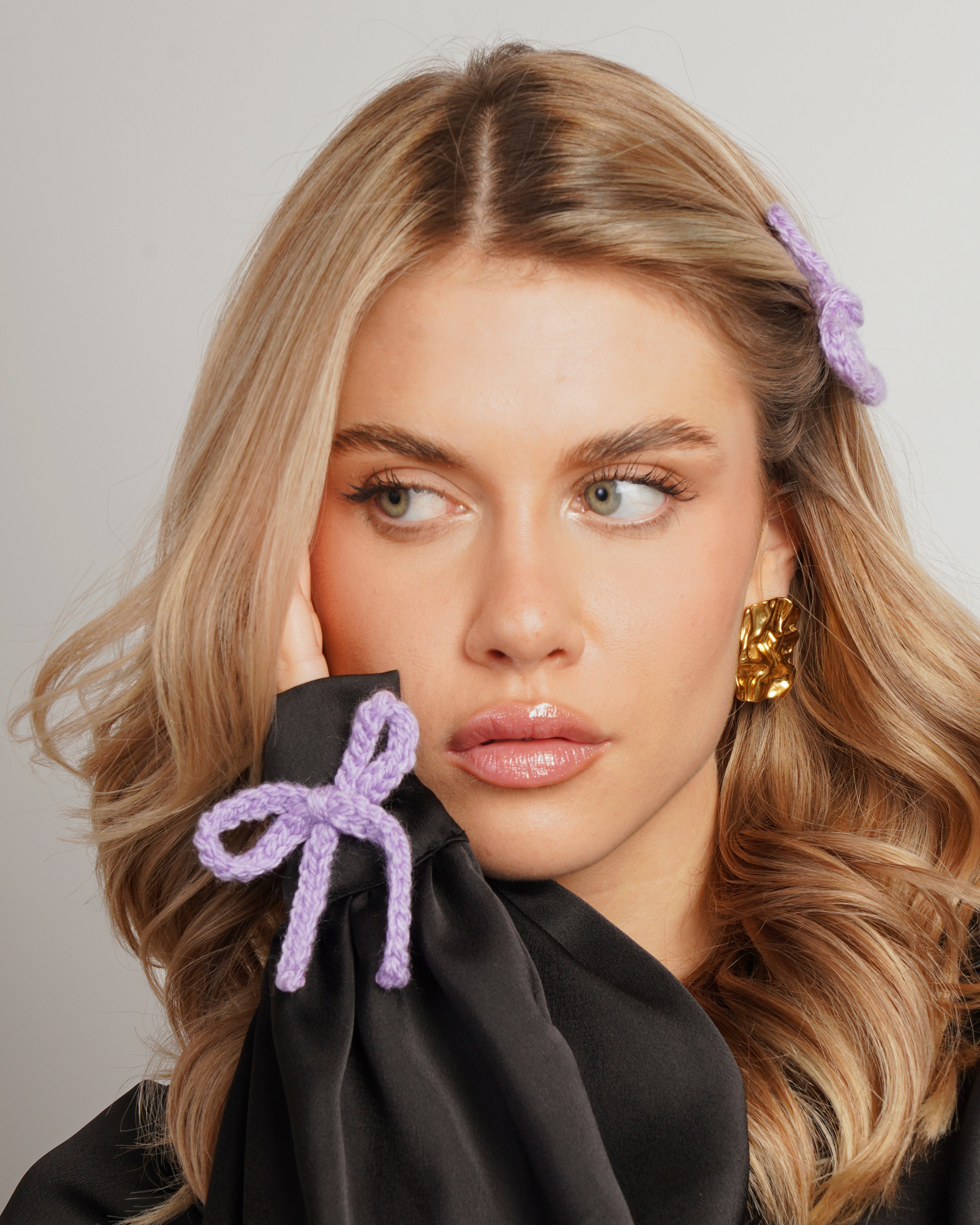 Set 2 fiocchetti con fiocco "Coquette" violet