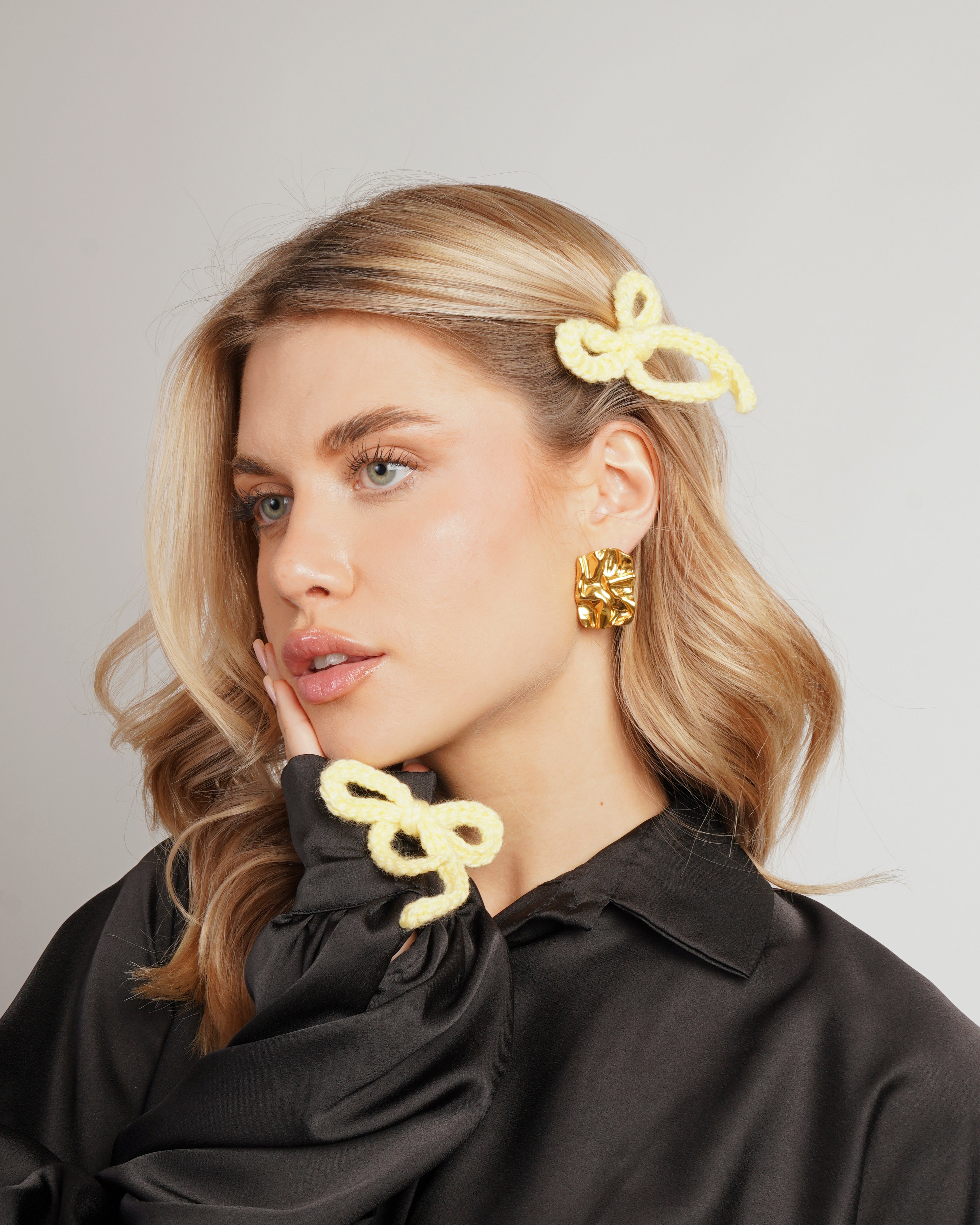 Set 2 fiocchetti con fiocco "Coquette" yellow