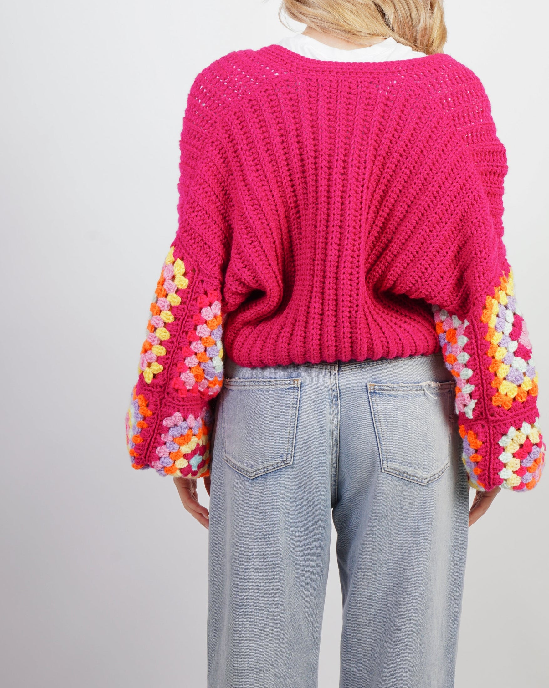 Cardigan in maglia "Daisy" fucsia